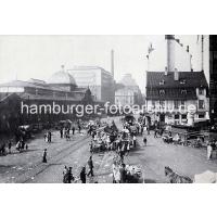 456_015_21 Altes Altonamotiv - Blick in die Grosse Elbstrasse, Altonaer Fischmarkt. | 